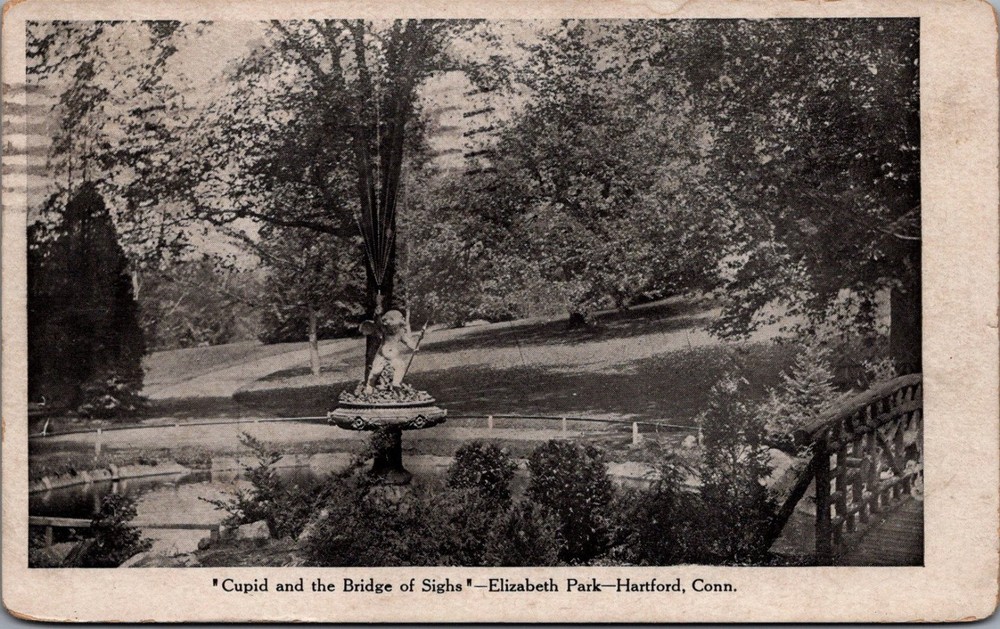 1908 Cupid Bridge of Sighs Elizabeth Park Hartford CT Postcard