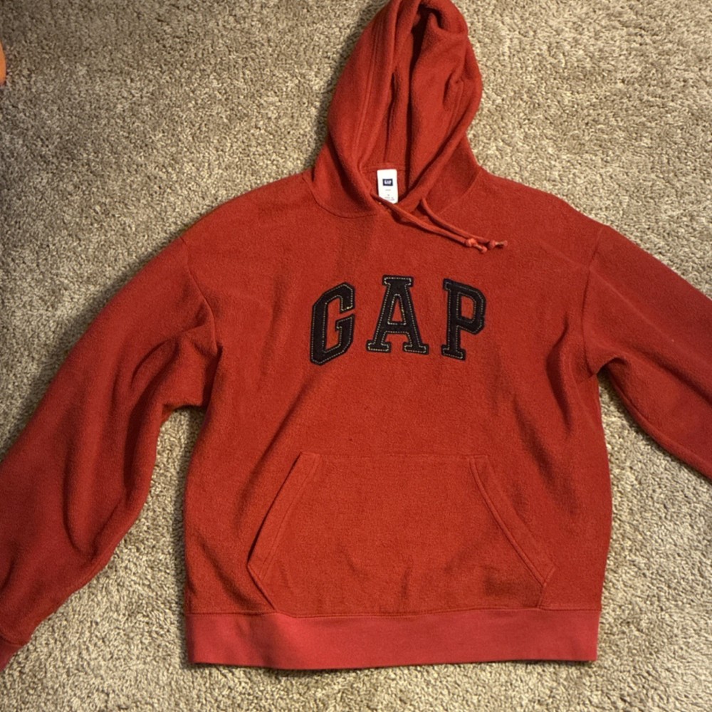 GAP Red Pullover Hoodie Women's Size S Long Sleeve Crew Neck Logo Embroidered