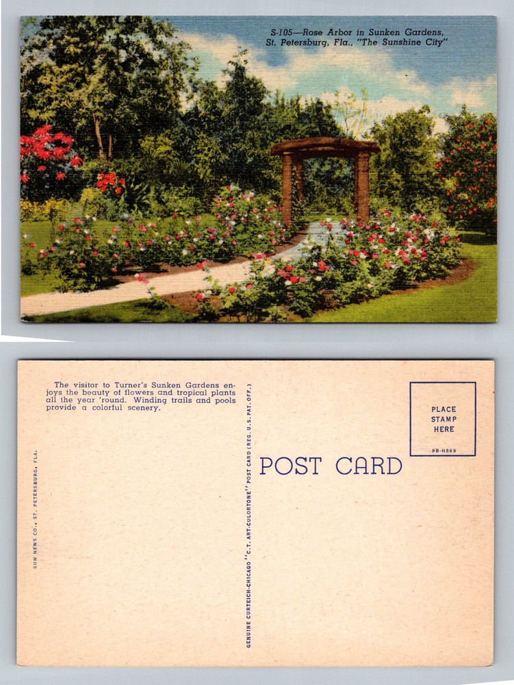 St. Petersburg, FL-Florida, Rose Arbor Sunken Gardens Walkway Vintage Postcard