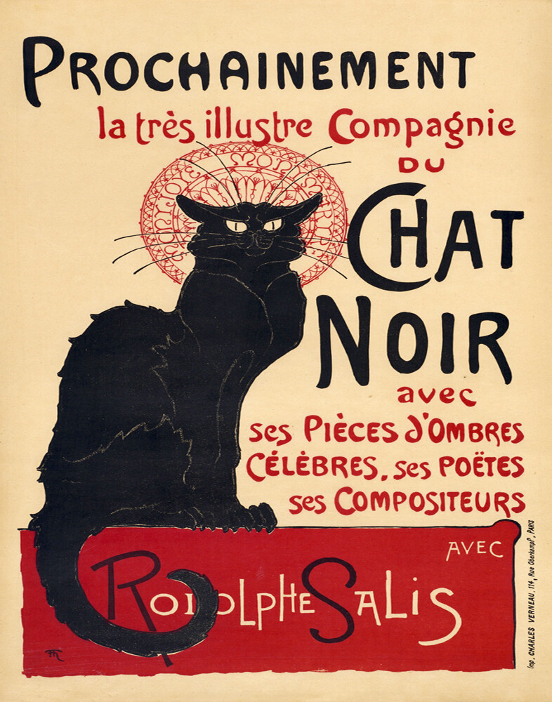 POSTER CHAT NOIR BLACK CAT PROCHAINEMENT FRENCH VINTAGE REPRO FREE S/H