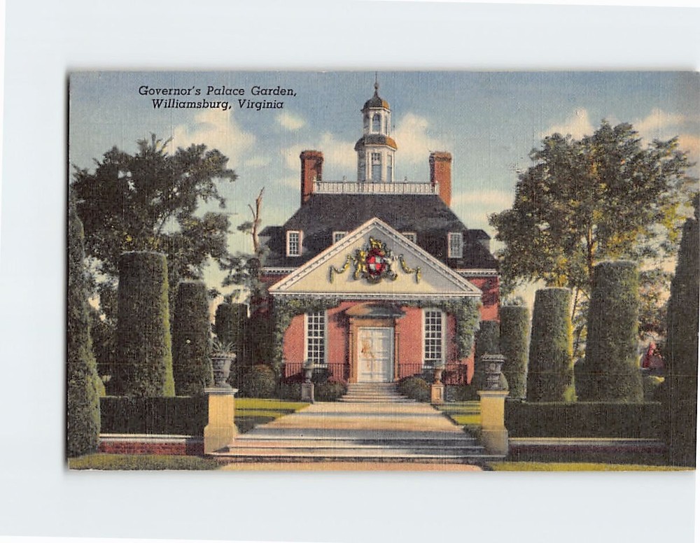 Postcard Governor's Palace Garden Williamsburg Virginia USA