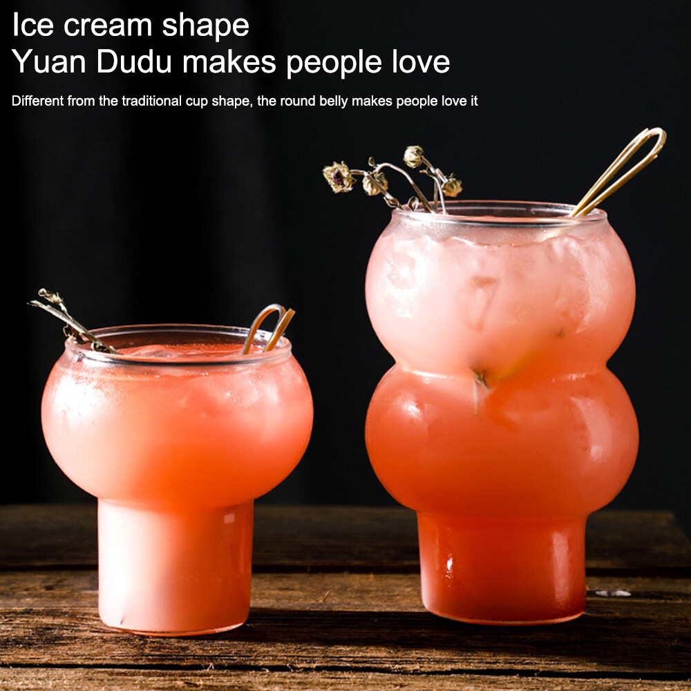 Portable Coffee Mug Gourd Shaped Transparent Reusable for Iced Coffee Juice New