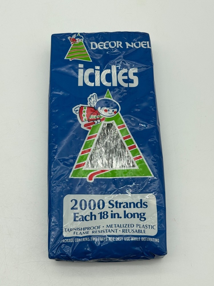 Vintage Christmas Tree Silver Icicles Tinsel 2000 Strands 18” USA Decor Noel NOS