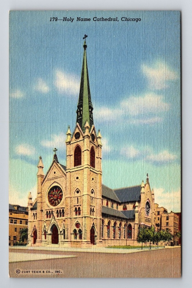 Chicago IL-Illinois, Holy Name Cathedral, Exterior, Vintage Postcard