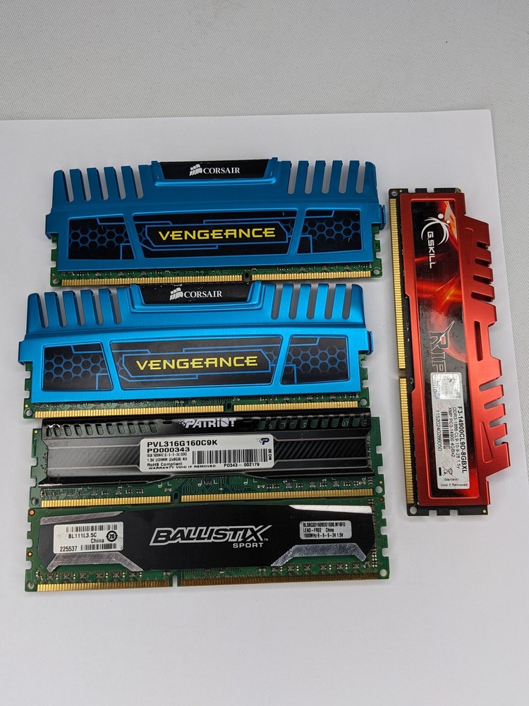 Lot of 5 Mixed Brands 8GB DDR3 Desktop Memory FOR PARTS / REPAIR