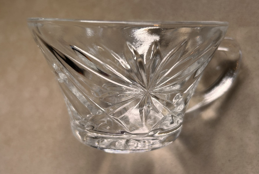 Vintage Anchor Hocking Clear Glass  Prescut Star Of David Punch Cup