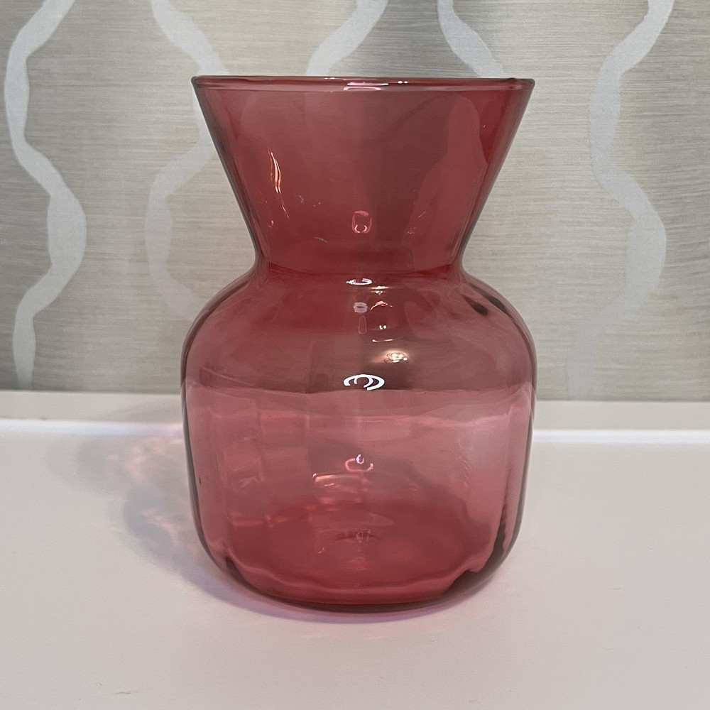 Vintage Pilgrim Glass Cranberry Sac Vase