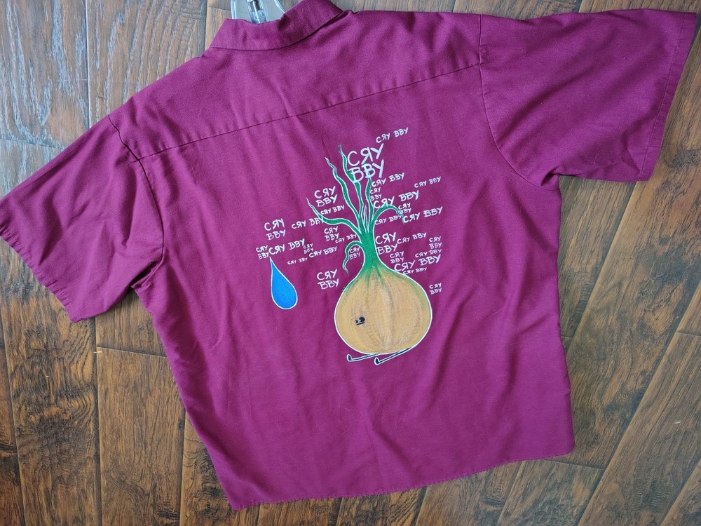 Custom Cry Bby onion plus size street wear buttondown shirt Size 2X Hand painted