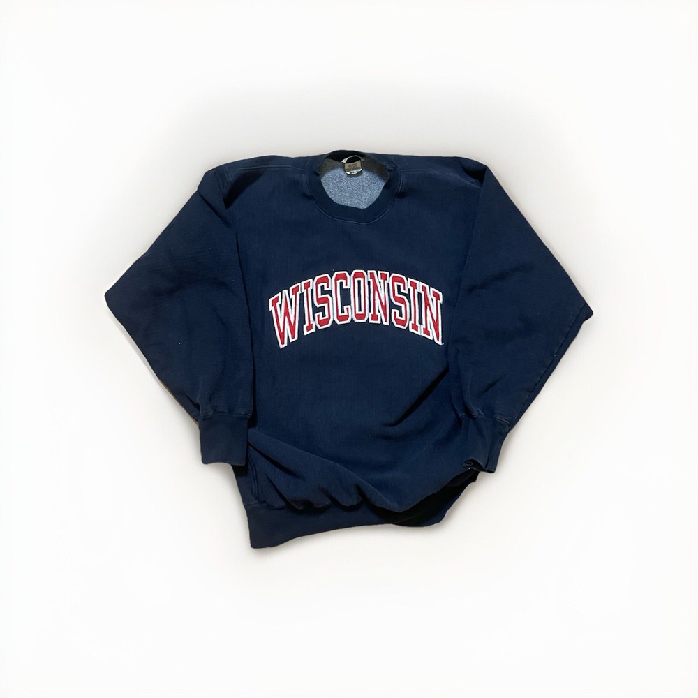 Vintage Wisconsin Sweater Adult Size 2XL Blue Long Sleeve Men's Steve & Barry 90