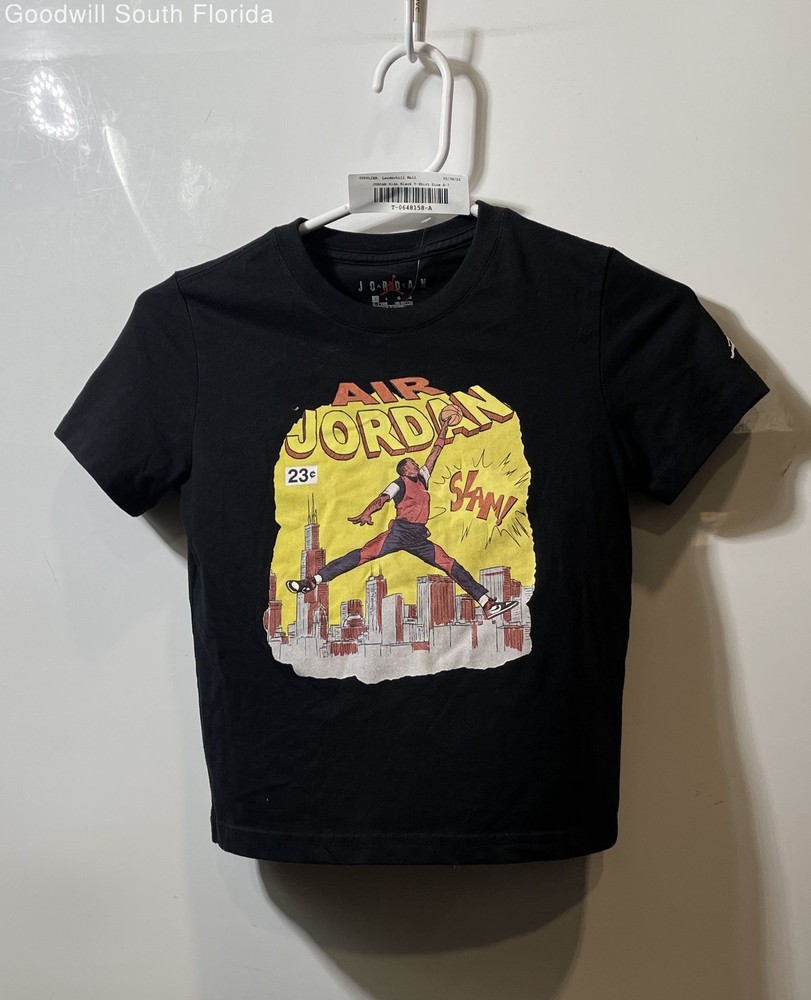 Air Jordan Kids Black Short Sleeve Crew Neck Pullover T-Shirt Size 6-7 Years