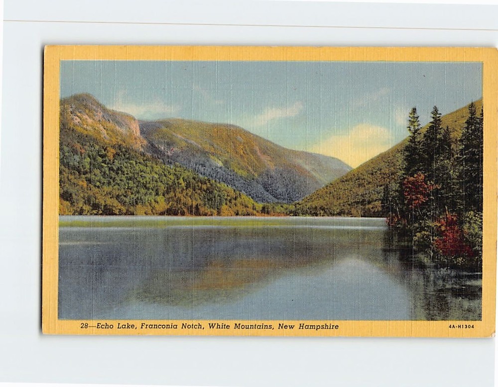 Postcard Echo Lake Franconia Notch White Mountains NH USA