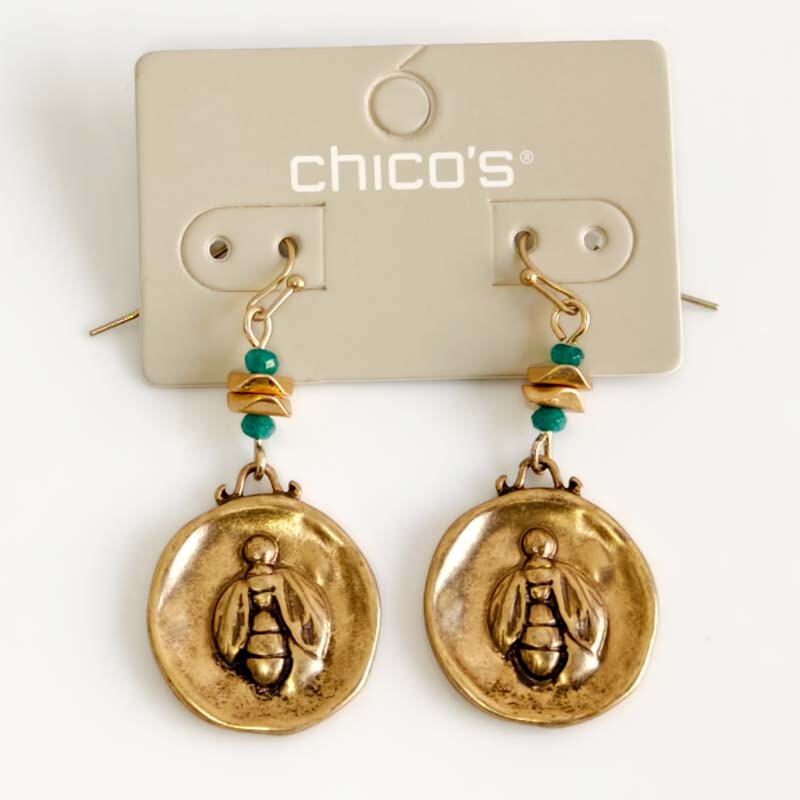 New Chicos Tag Drop Earrings Gift Vintage Women Party Holiday Show Jewelry