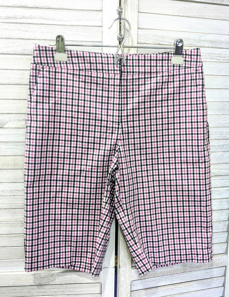 Jones New York Sport Stretch Bermuda Walking Golf Sz 10 Shorts Pink White Black