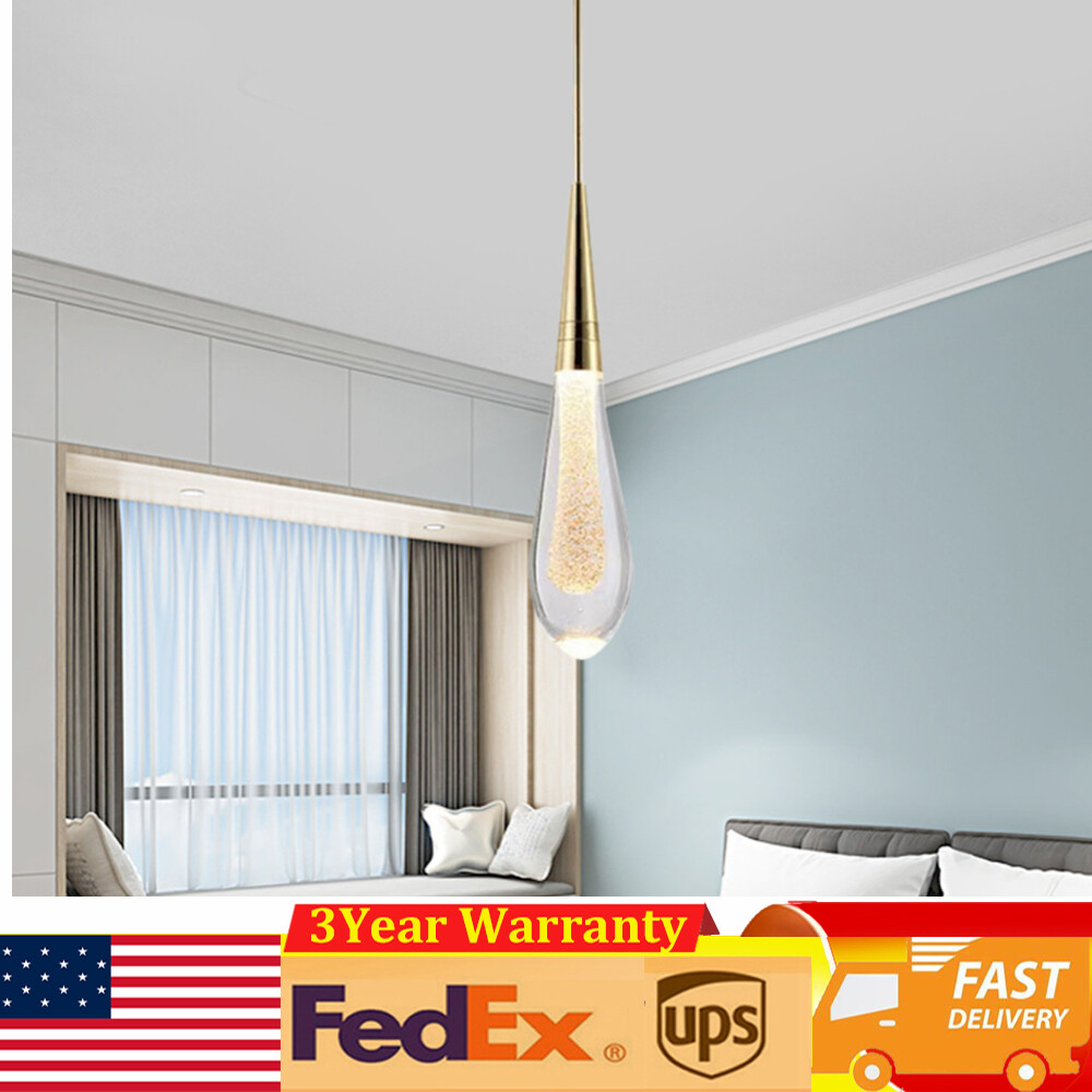 Crystal Glass LED Raindrop Chandelier Ceiling Light Modern Pendant Lamp  