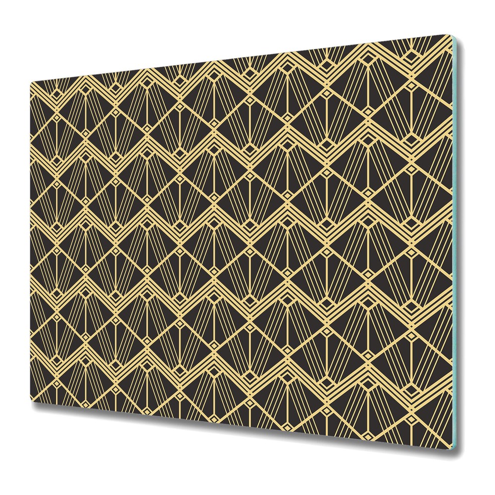 Glass Kitchen Chopping Board Abstract deco modern tiles golden and black photo