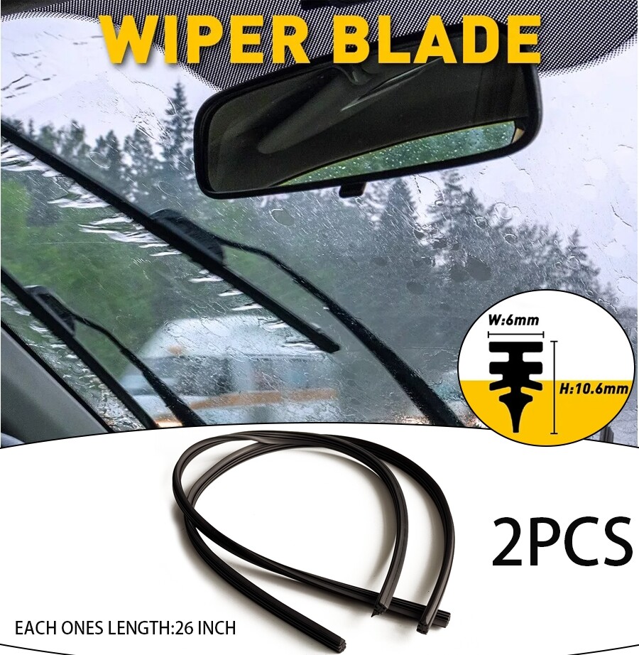 2PCS 26-Inch Universal Rubber Wiper Blade Refills for Cars and Buses