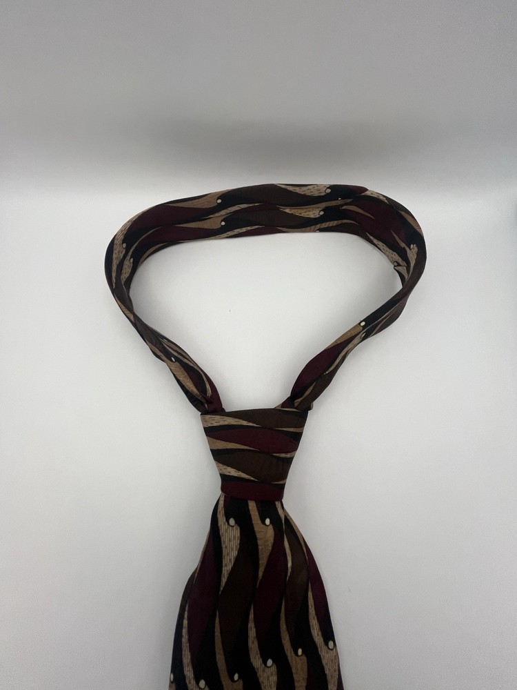 Martin  Wong Tie Men's Silk Geometric Neck Tie Red Abstract Pattern Made In USA