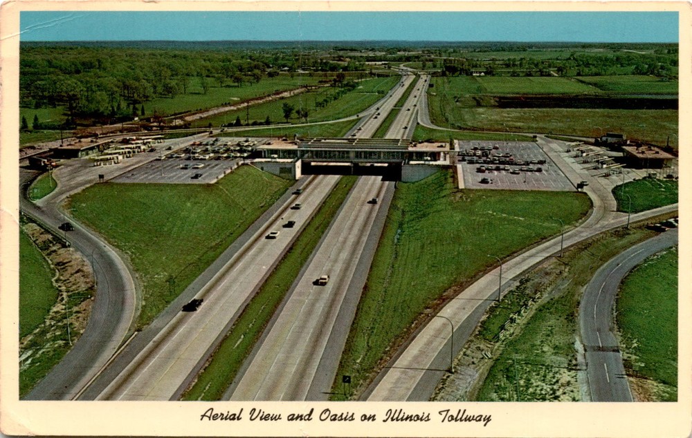 Illinois Tollway, Oasis, Fred Harvey Restaurants, Gift Shops, Standard Postcard