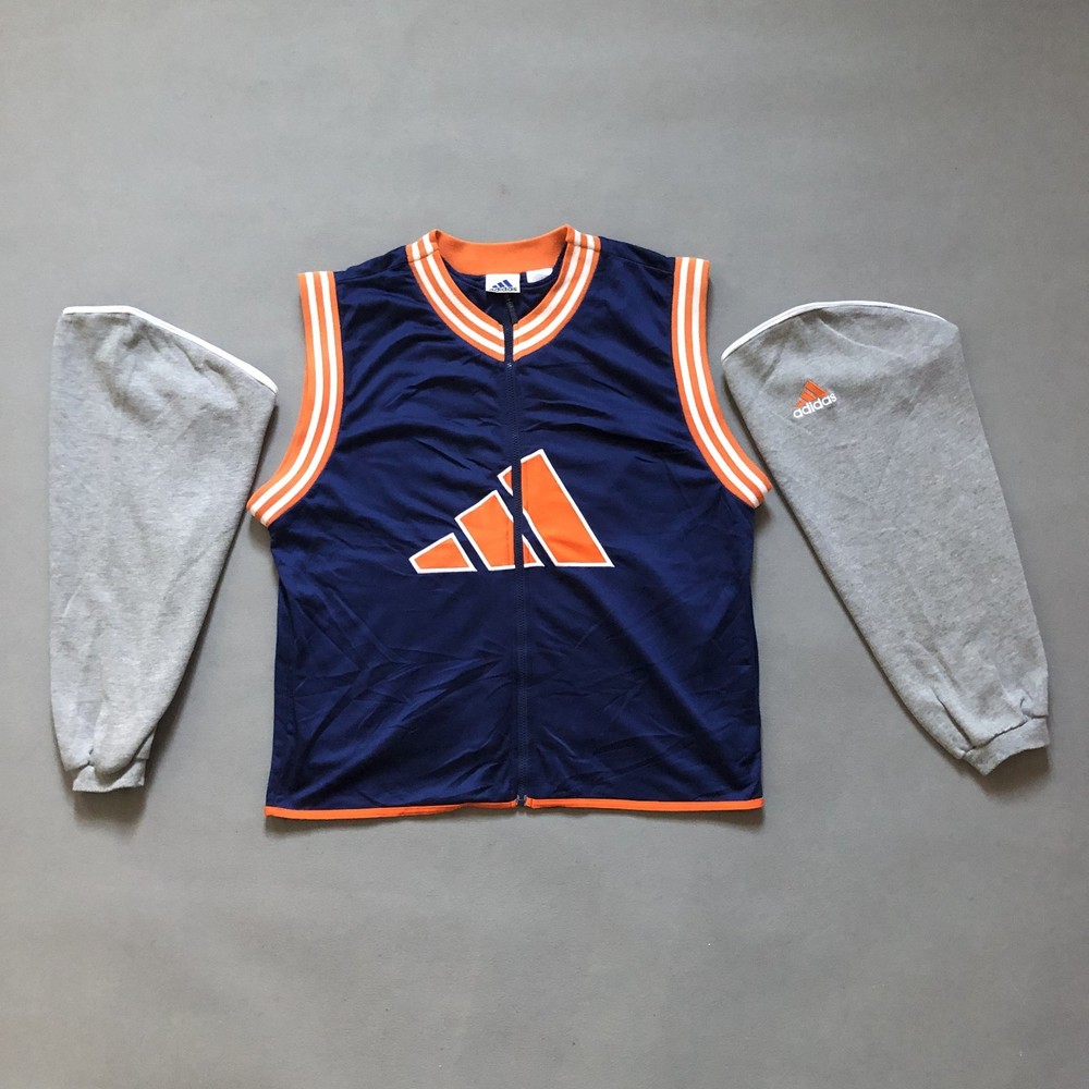 Vintage Adidas 2000s  2-in-1 Jacket M Zip-Off Sleeves Big Logo Y2K