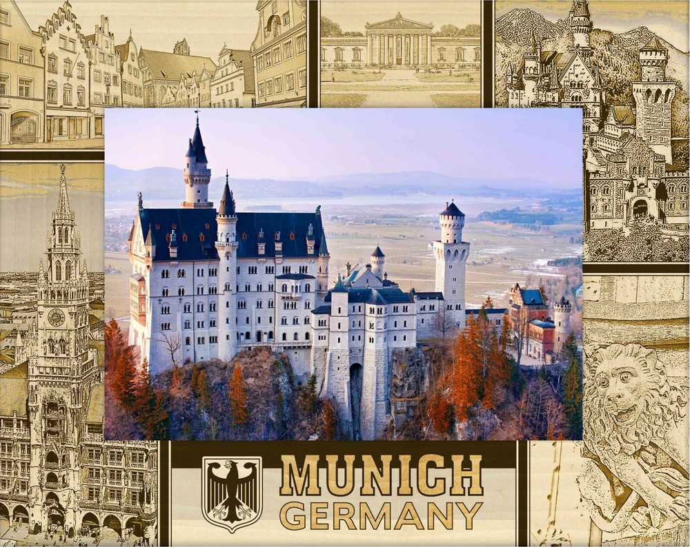 Munich Germany Laser Engraved Wood Picture Frame Landscape (4 x 6)