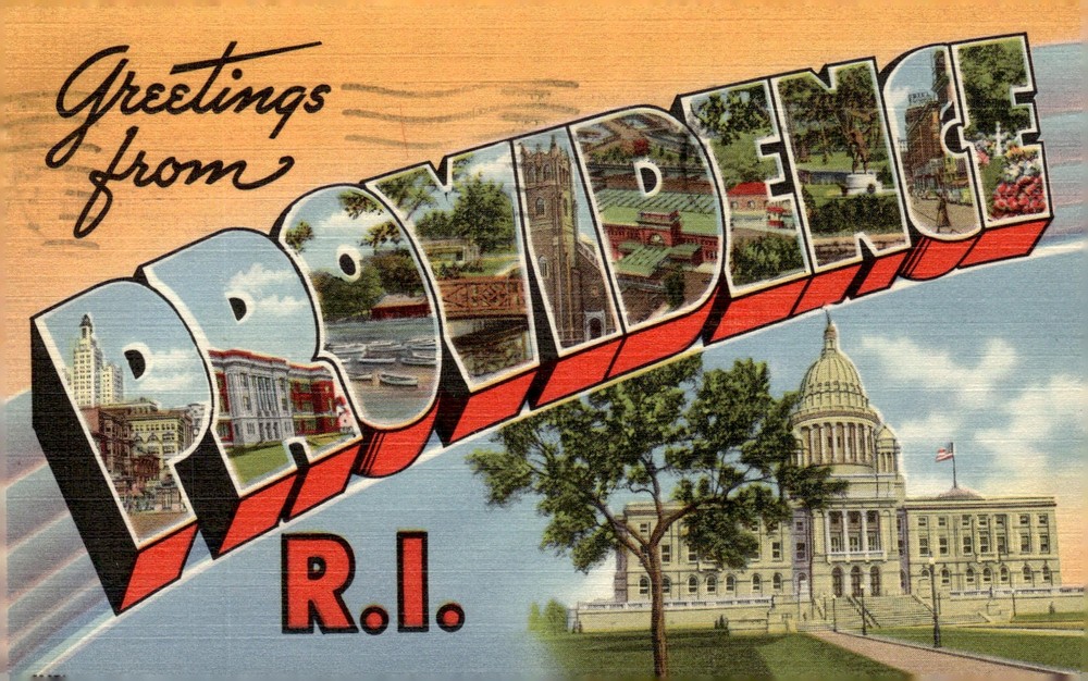 1950s Providence Rhode Island RI Large Letter Linen State Capitol Postcard