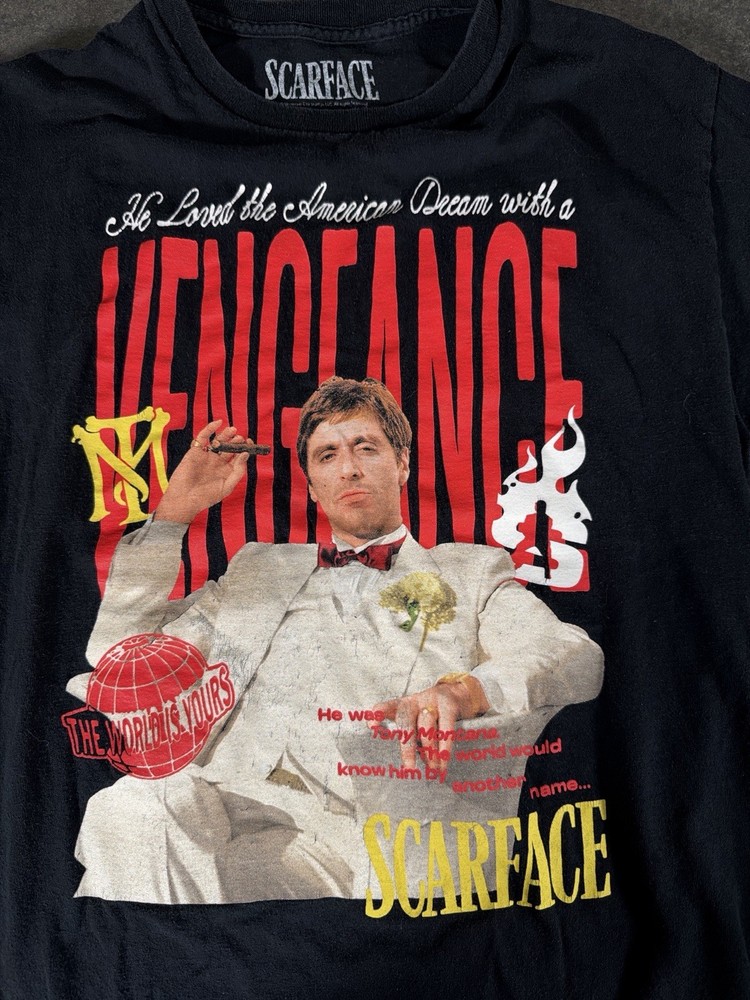 Scarface Tony Montana T Shirt Men’s Large Black Movie Graphic Tee