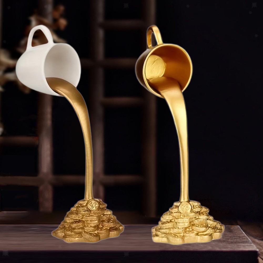 Floating Coffee Cup Mug Sculpture Resin Statue Gift Bedroom Desk Figure Fengshui