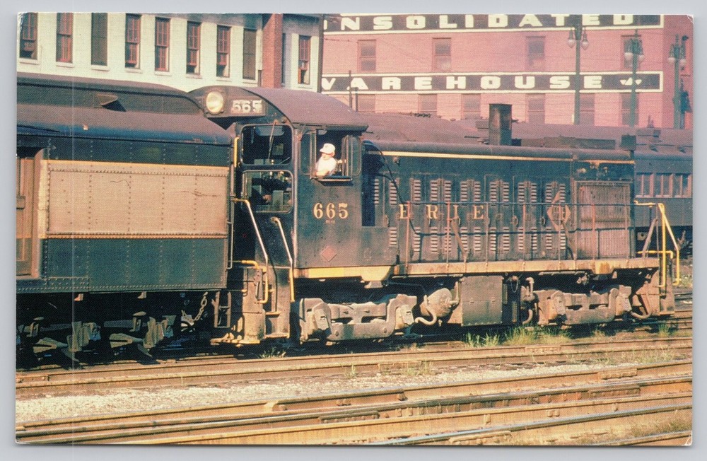 Lima Erie #665 Diesel Locomotive Railroad Photochrome Postcard