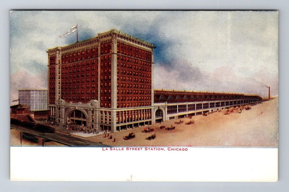Chicago IL-Illinois, Aerial La Salle Street Station, Antique, Vintage Postcard