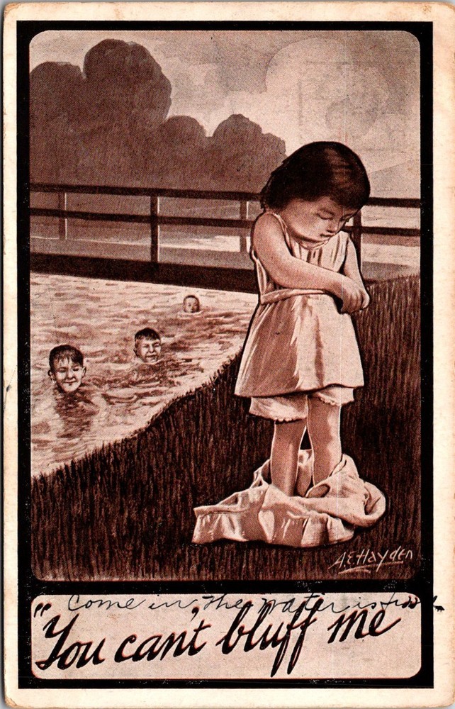 Dr Jim Stamps Postcard Art By A. E. Hayden You Can'T Bluff Me