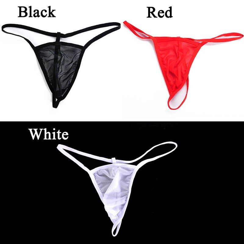 Sexy Mens G-string Pouch Thong Briefs T-back Underwear See-Through Underpants