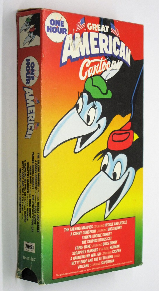ONE HOUR GREAT AMERICAN CARTOONS VHS Heckle & Jeckle BUGS BUNNY Superman CASPER