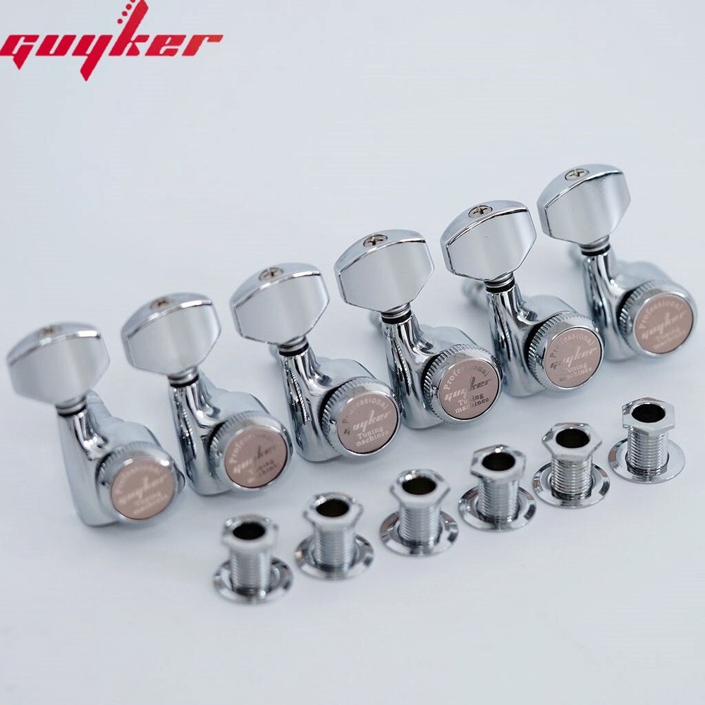 GUYKER 6R Chrome Guitar Locking Tuners Electric Guitar Machine Heads Tuner Metal