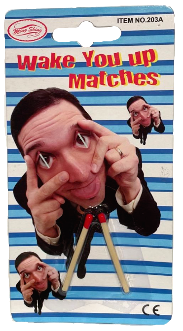 WAKE YOU UP MATCHES Office Eye Gag Hard Rubber Fake Match Joke Gag Prank Stunt