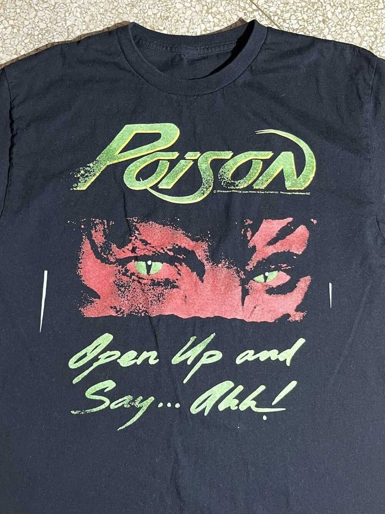 Vintage Poison Band Open Up And Say Ahh T-shirt Black Cotton Tee S-5XL BO1410