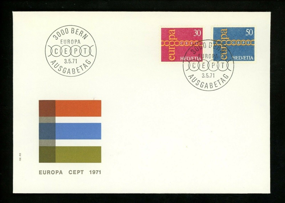 Postal History Switzerland FDC #531-532 Europa Key Link Chain 1971