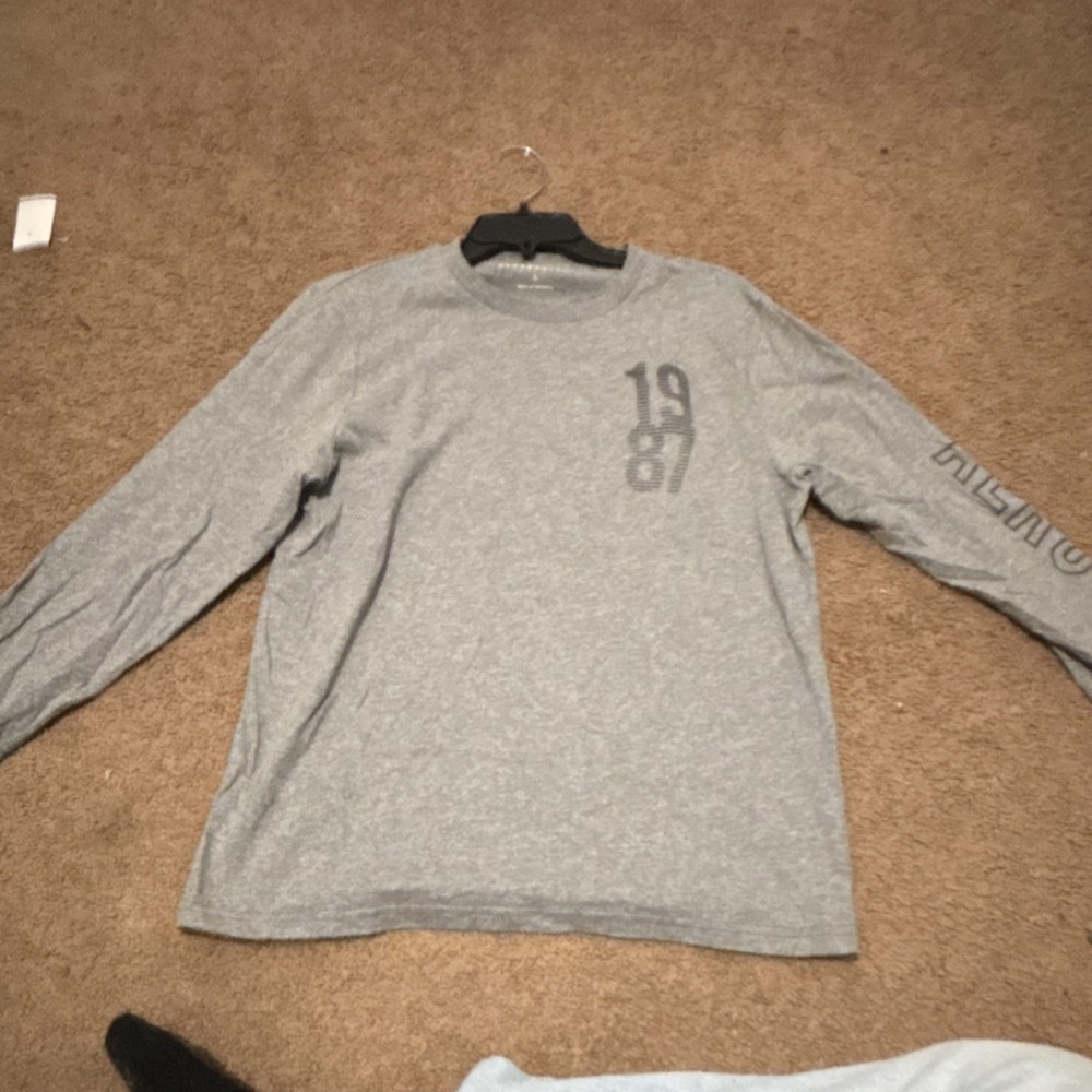 Aéropostale Men's Gray Graphic Long Sleeve Crew Neck Cotton T-Shirt Size L