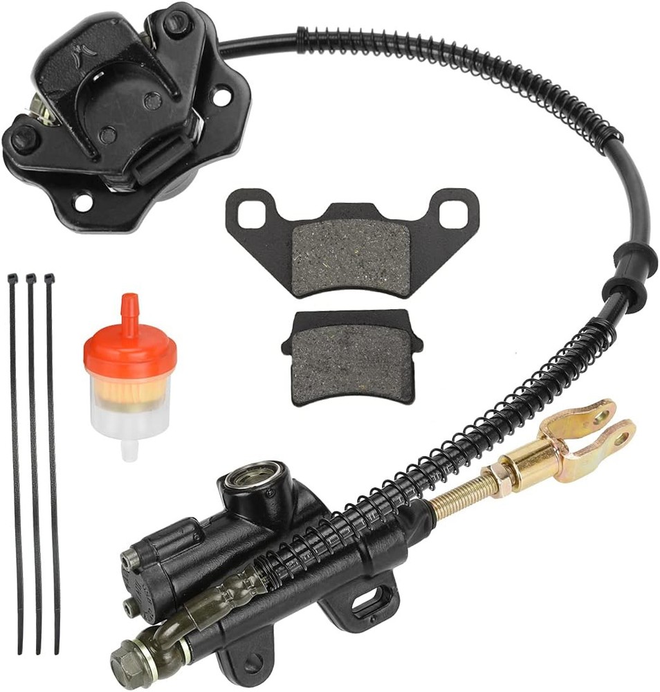 FVRITO Rear Foot Brake Master Cylinder Caliper Assembly for 50cc 70cc Black Dirt Bikes