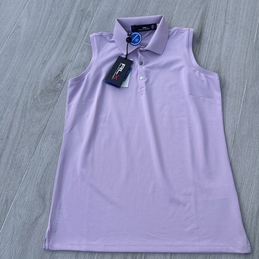 RLX Ralph Lauren Sleeveless Golf Polo Classic Fit Wicking Lavender Women Size S