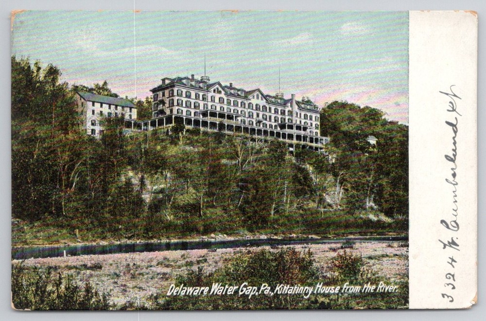 Delaware Water Gap PA Kittatinny House from River Postcard 1914 RPO