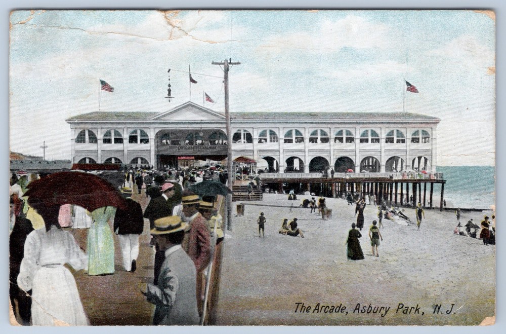 New Jersey Asbury Park The Fifth Avenue Arcade Rosin & Co Postcard