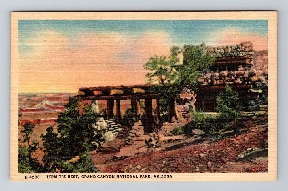 Grand Canyon AZ-Arizona, Hermit's Rest, Stone Structure, Vintage Postcard
