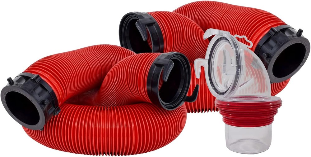 Valterra EZ Coupler 20-Foot RV Sewer Hose Kit for Camper, 20 Ft Kit, Red