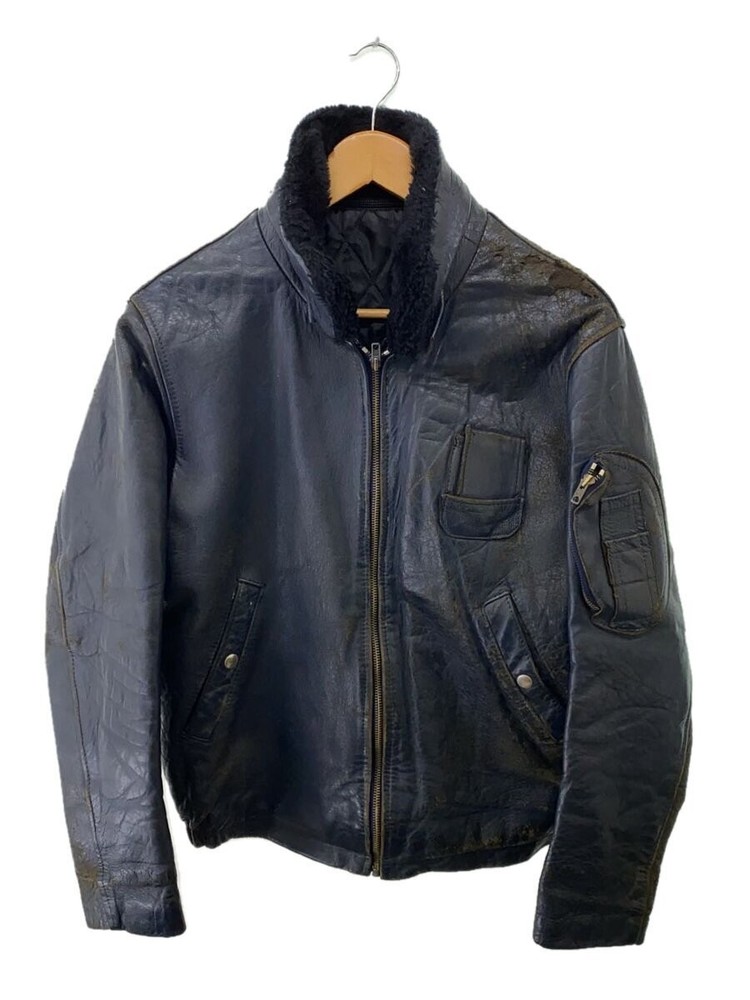 French Military Air Force/Boa Included/Liner Included/Flight Jacket/Leather/Nvy/