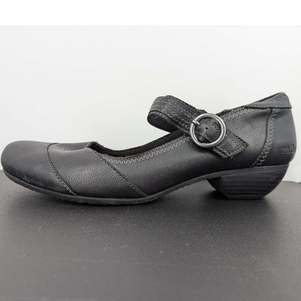 Taos Black Leather Mary Jane Comfort Shoes Size 9.5 Women’s Low Heel Strap