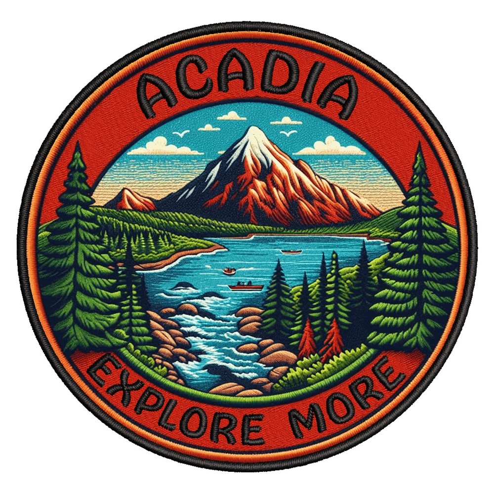 Acadia National Park Iron-on Nature Travel Patch Maine Lake Badge-image