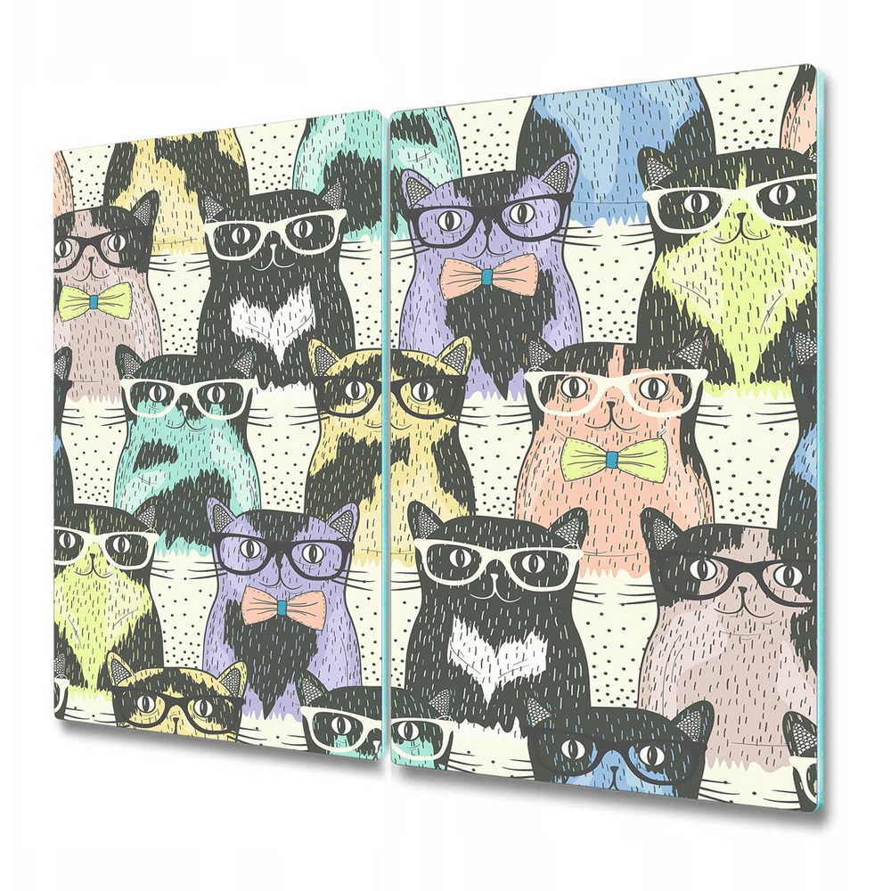 Glass Chopping Board Worktop Saver Colourful Cats Alternative Coloured 2x30x52