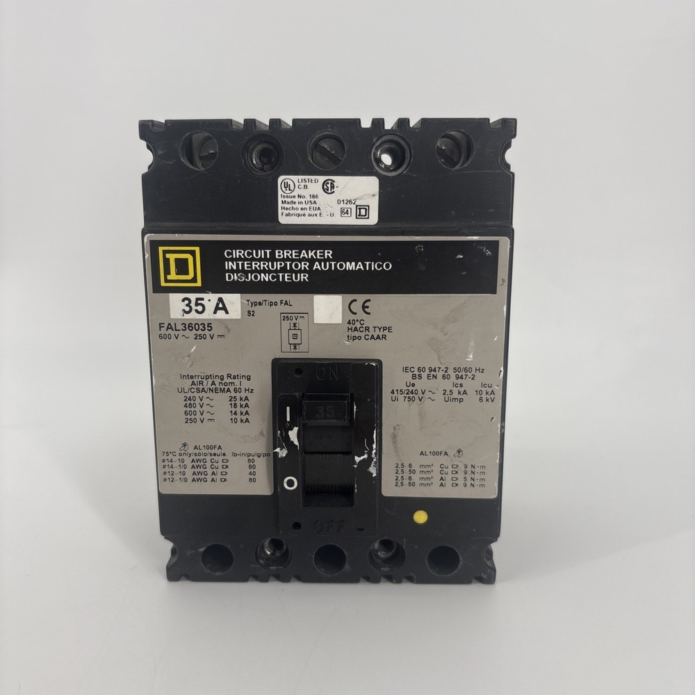 Square D FAL36035 35 Amp 600V 3-Pole Circuit Breaker 35A 600 VAC Series 2