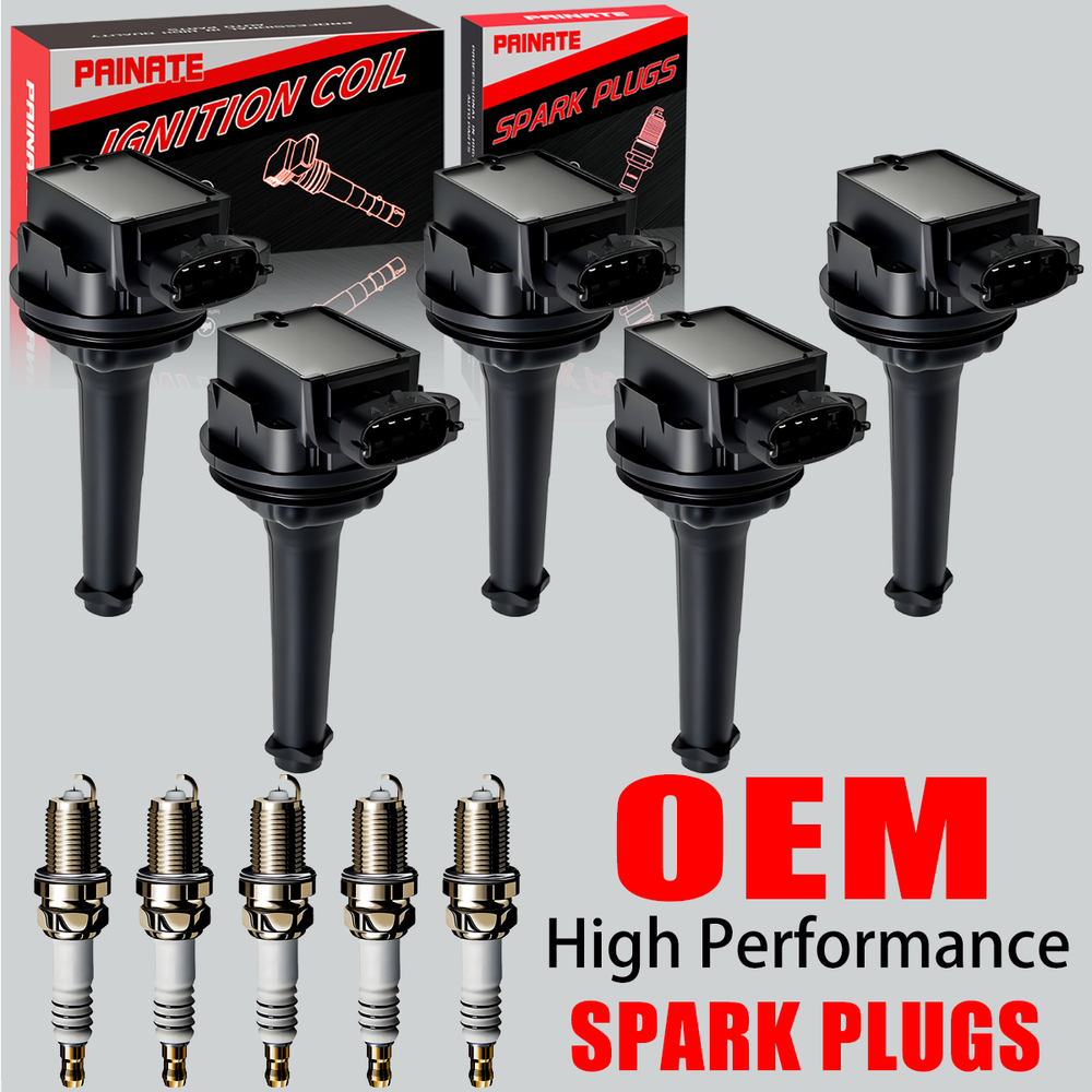 5X Brand OEM Ignition Coil & Iridium Spark Plugs For Volvo C70 S60 S70 V70 UF341