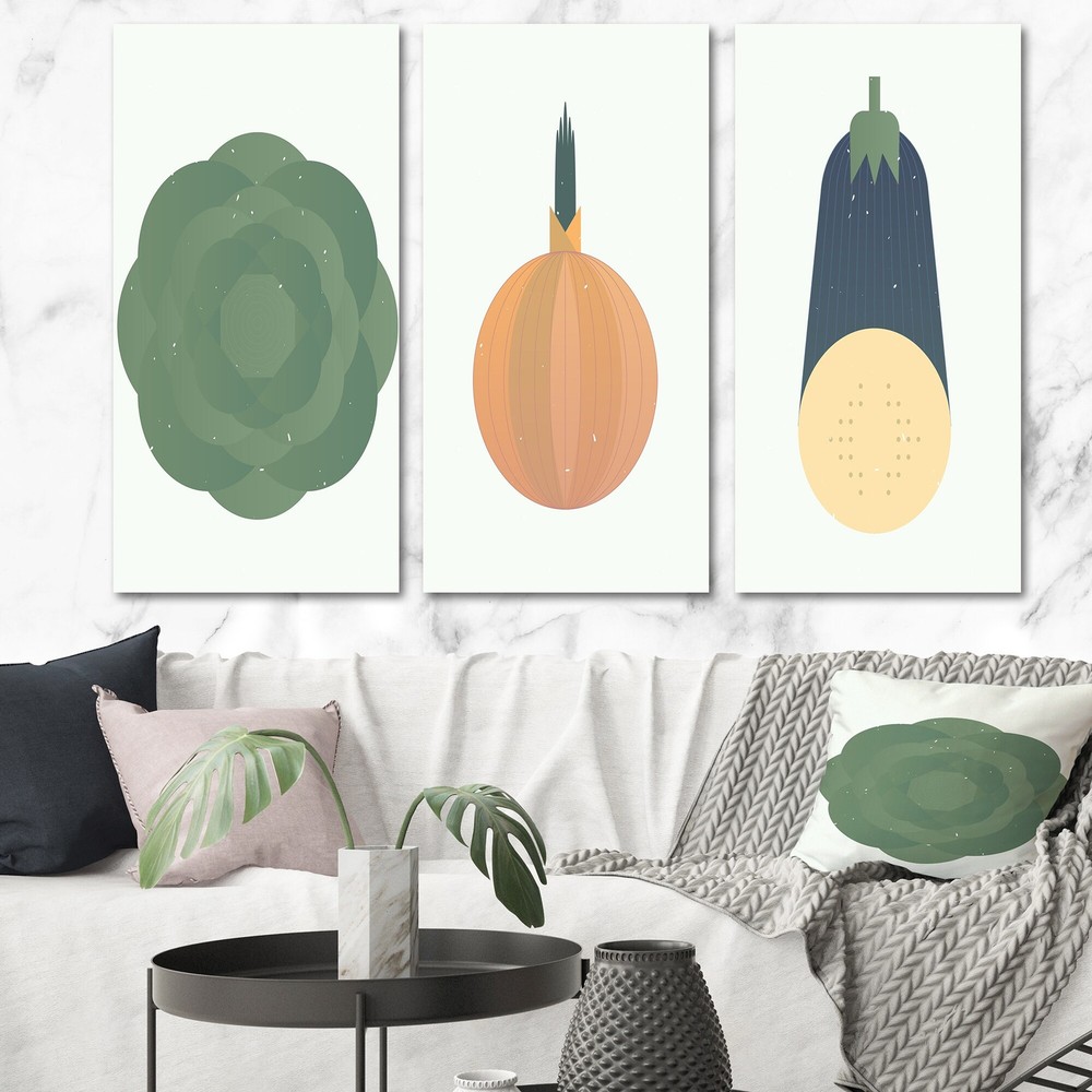 Designart Abstract Vintage Vegetables I - Traditional Art Print - Timeless Kitchen Decor - Vibrant Vegetable Illustration - Classic Wall Art for Home or Dining Room